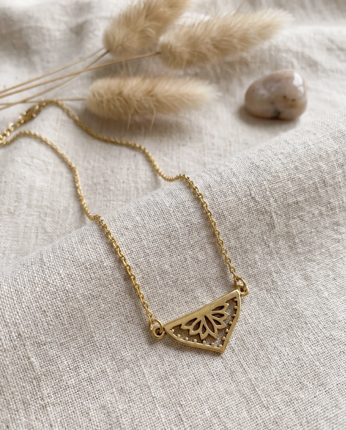 Artisans of Humunity Filigree Lotus Triangle Necklace