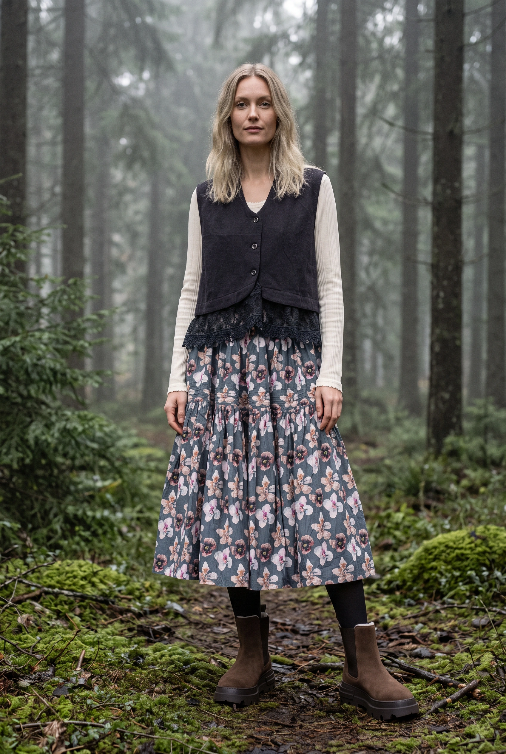 Ewa i Walla Hella Skirt - Blue Floral