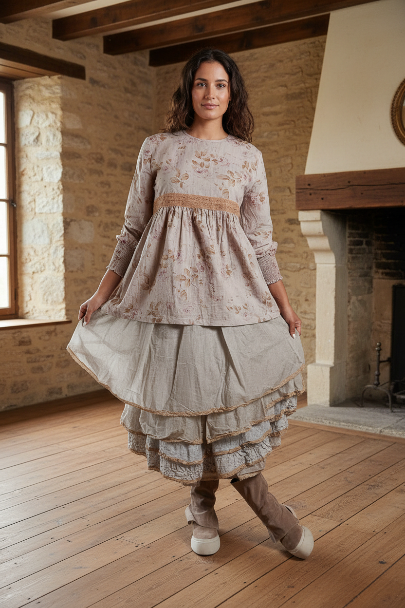 Les Ours Hina Blouse - Sage Flowers