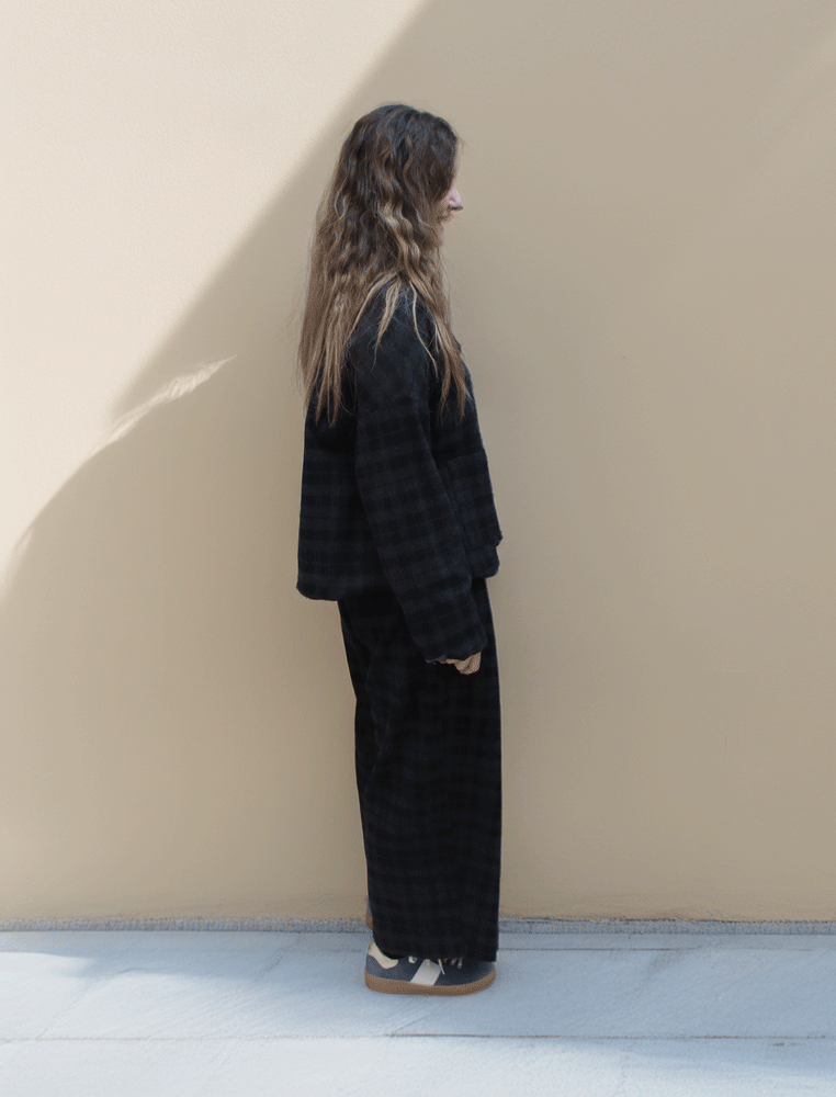 Neirami Tartan Double Faced (Reversible) Jacket - Carbon