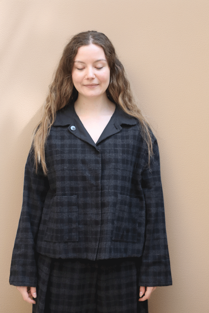 Neirami Tartan Double Faced (Reversible) Jacket - Carbon