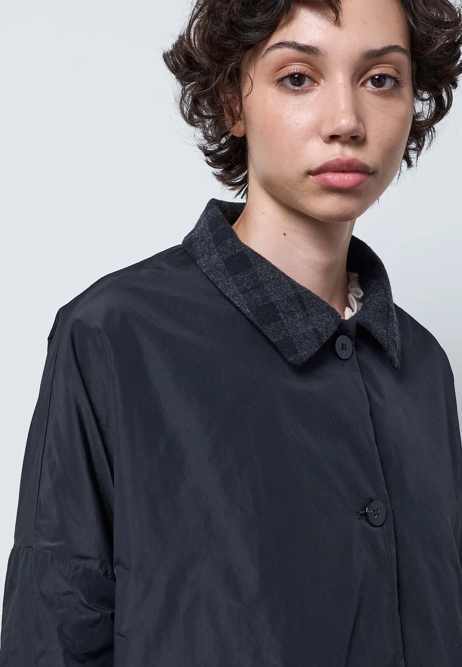 Neirami Tartan Double Faced (Reversible) Jacket - Carbon