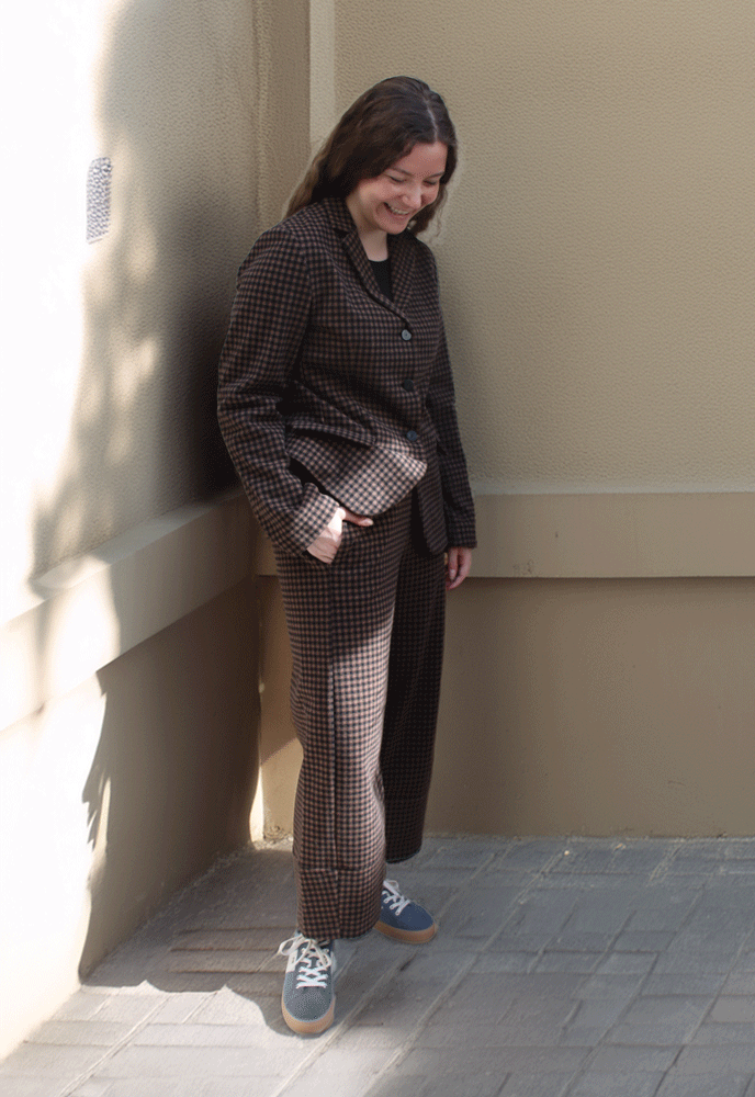 Neirami Brushed Check Trousers- Brown/Black