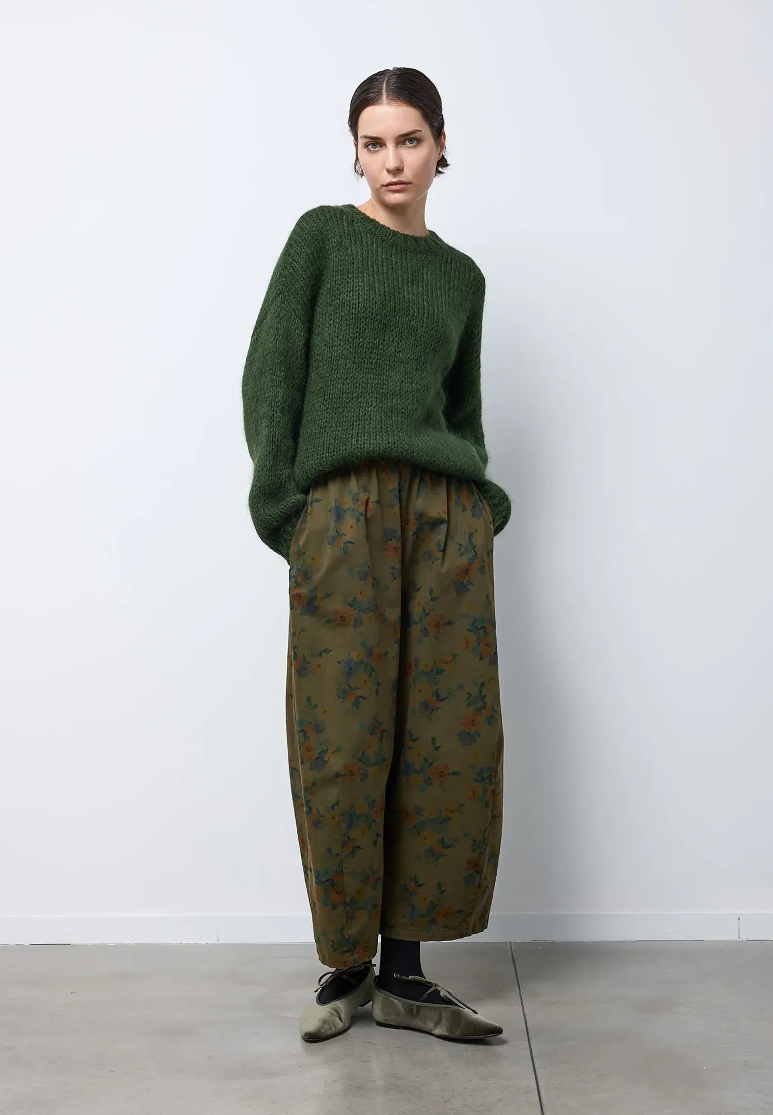 Neirami Boxy Green Mohair Jumper - Green