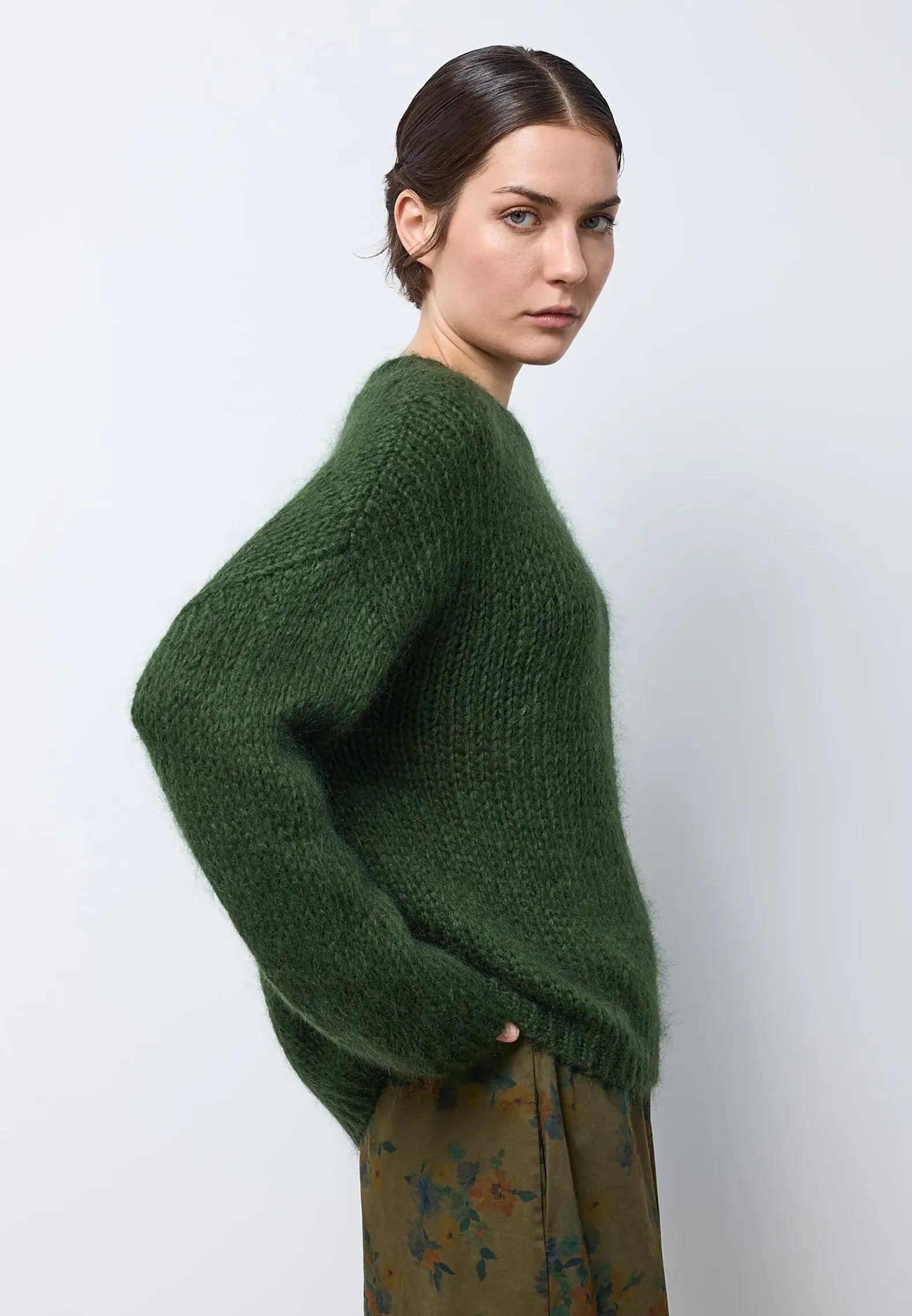 Neirami Boxy Green Mohair Jumper - Green