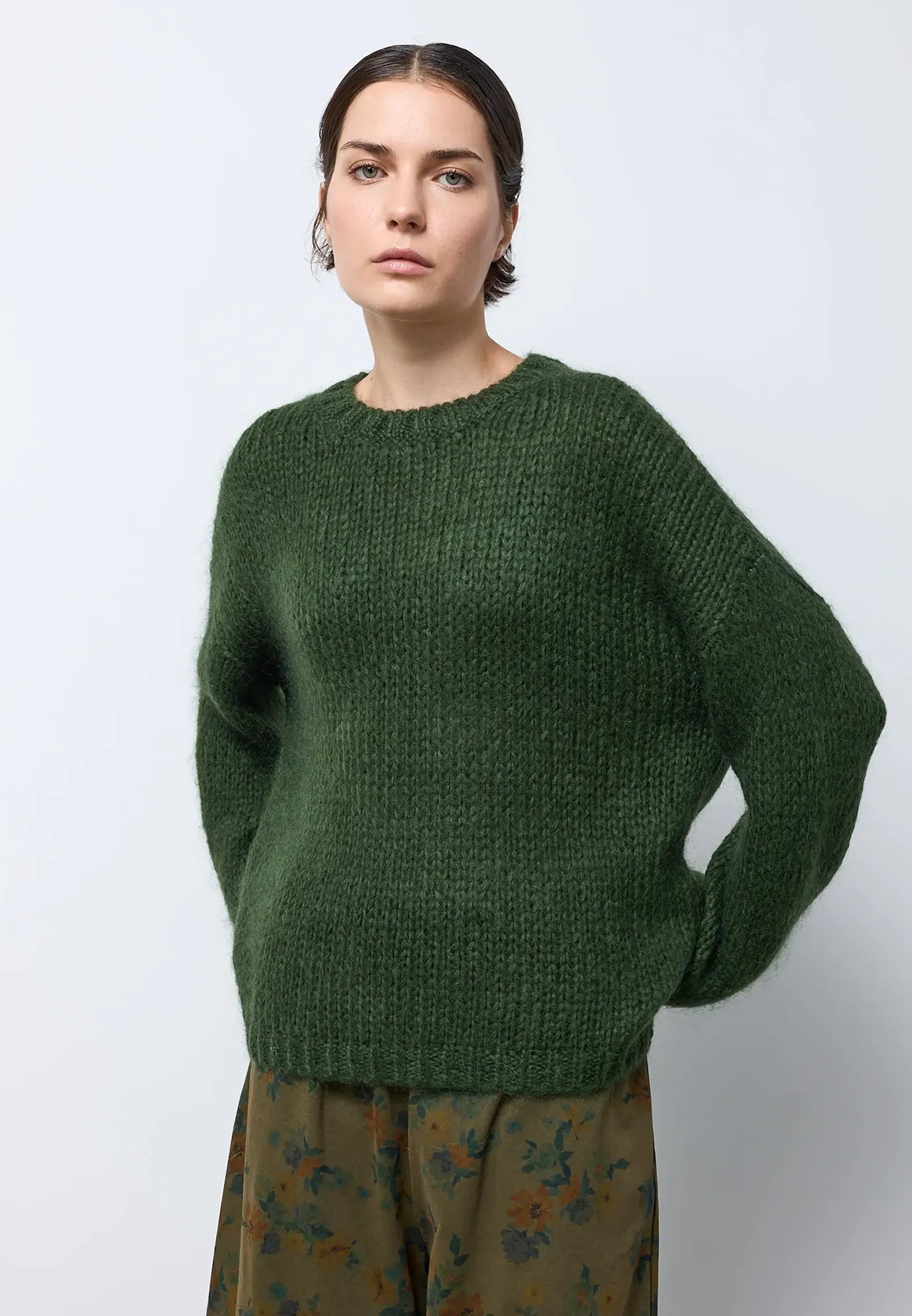 Neirami Boxy Green Mohair Jumper - Green