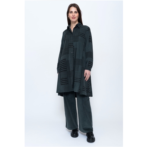 Blueberry Italia Striped Check Needlecord Dress