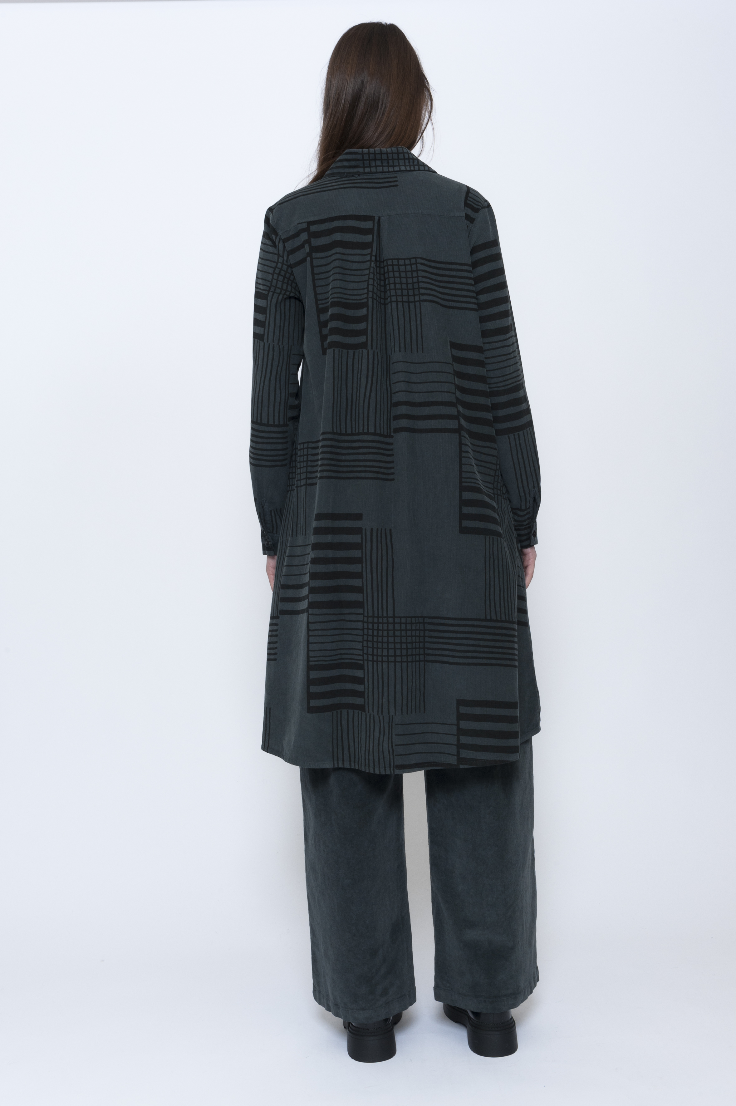 Blueberry Italia Striped Check Needlecord Dress