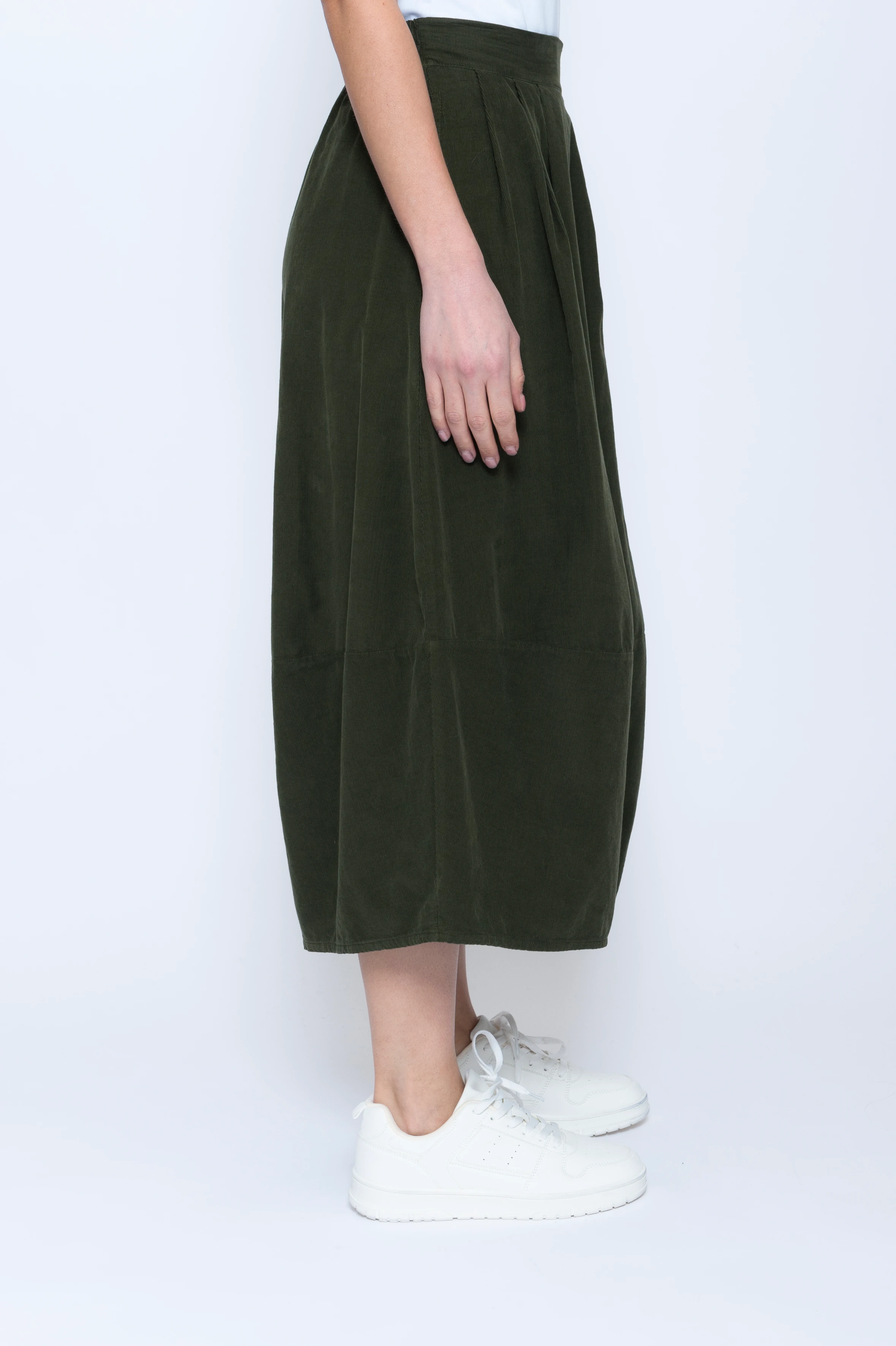Blueberry Italia Needlecord Tulip Shaped Skirt - moss