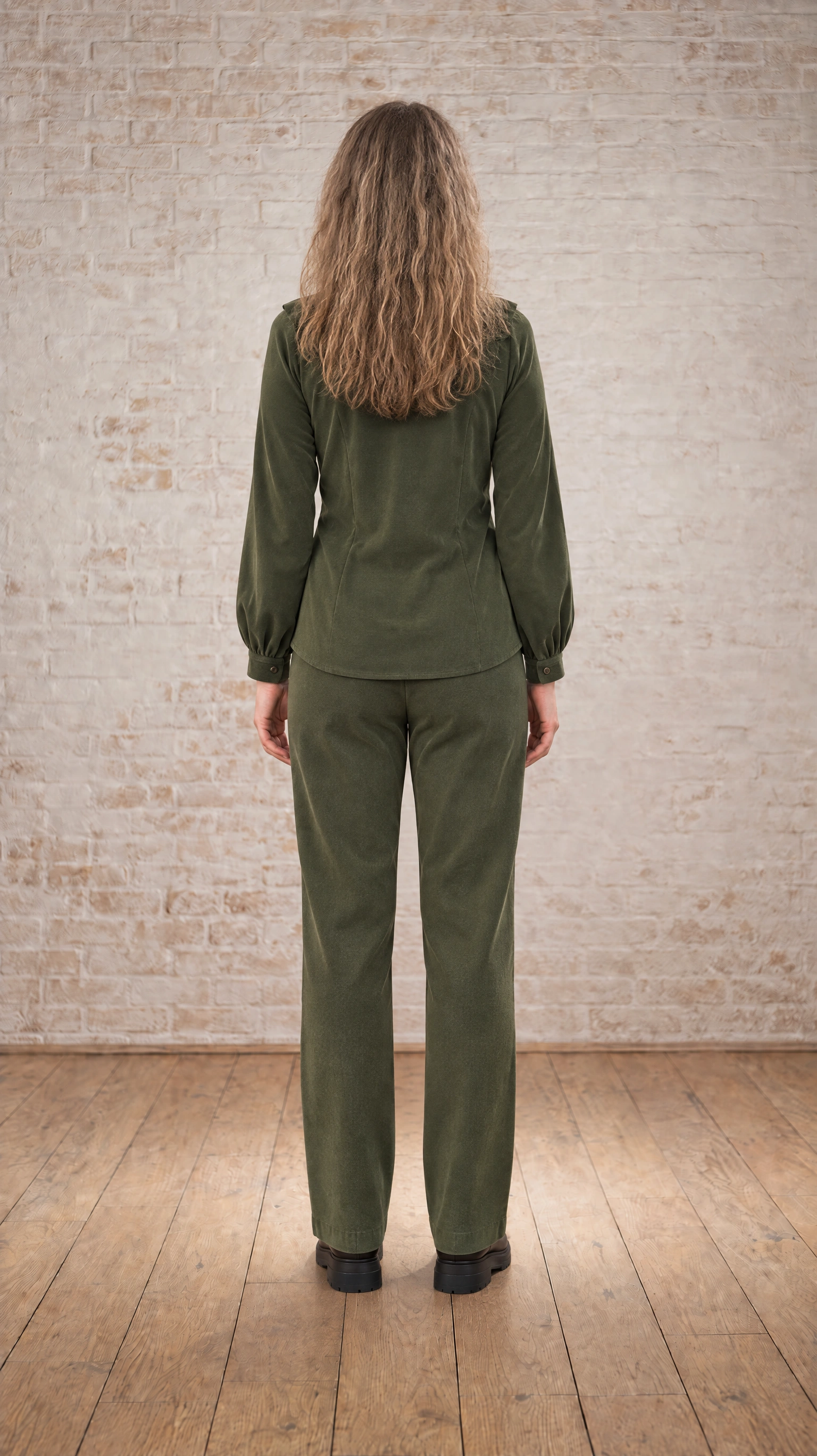 Blueberry Italia Cord Tulip Trousers - Moss