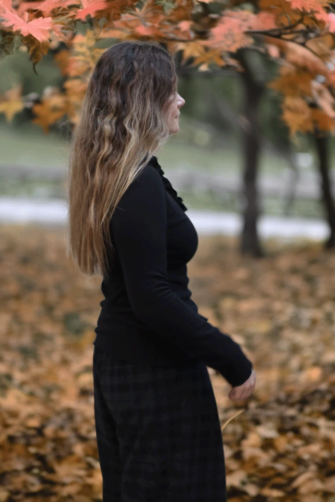 Neirami Black Jumper with Ruches