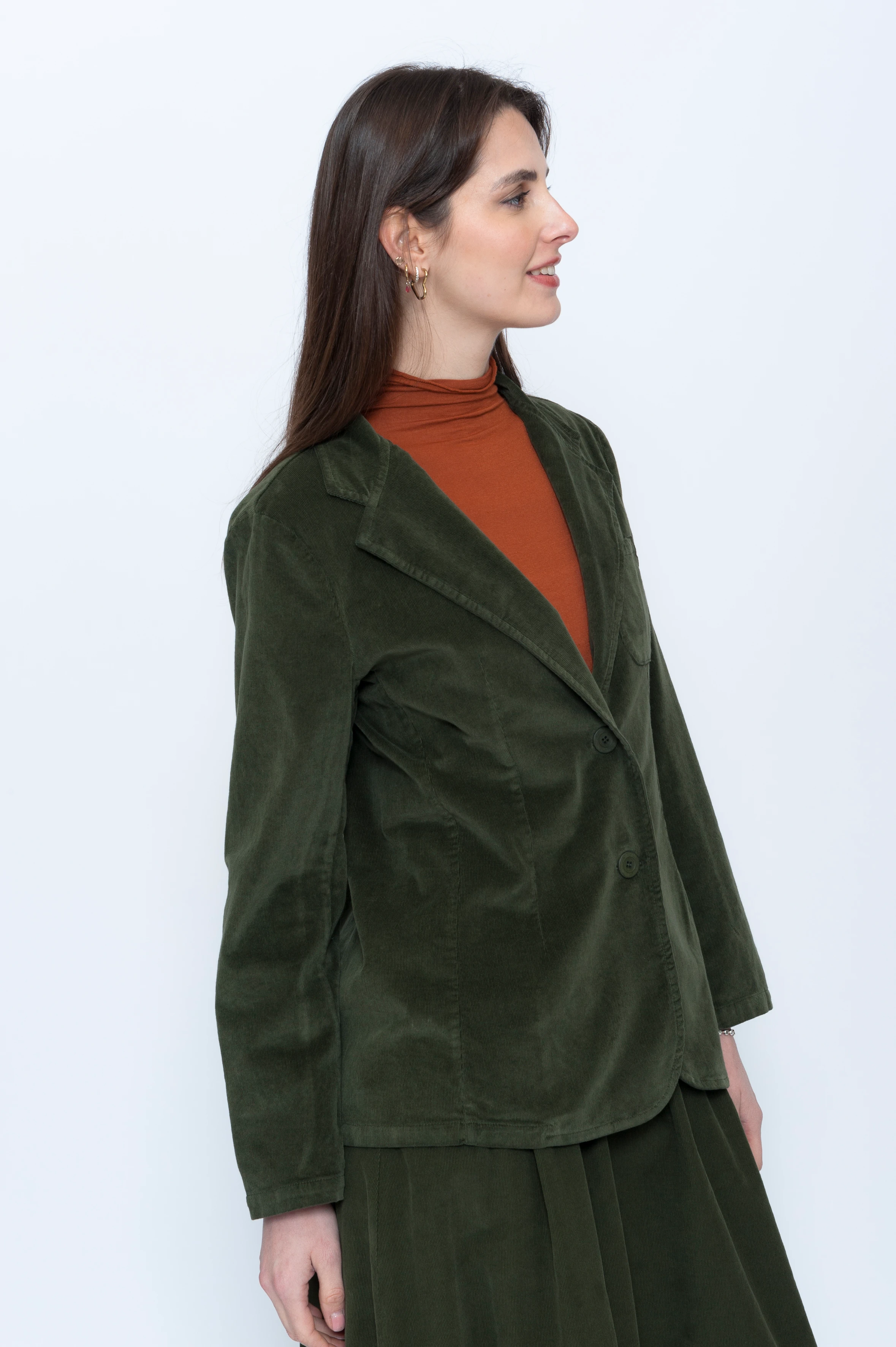 Blueberry Italia Cord Blazer - Moss