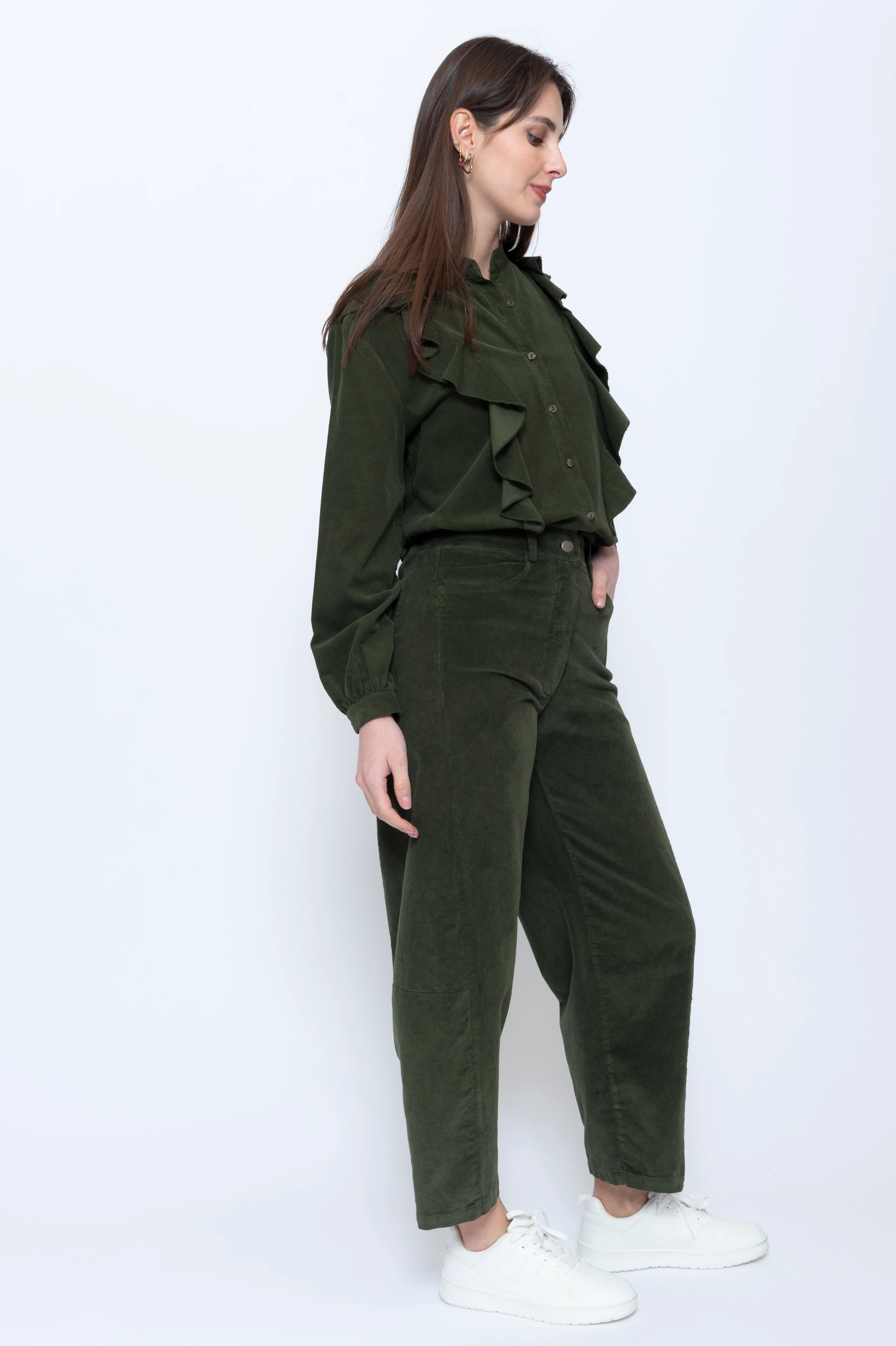 Blueberry Italia needlecord ruffle shirt