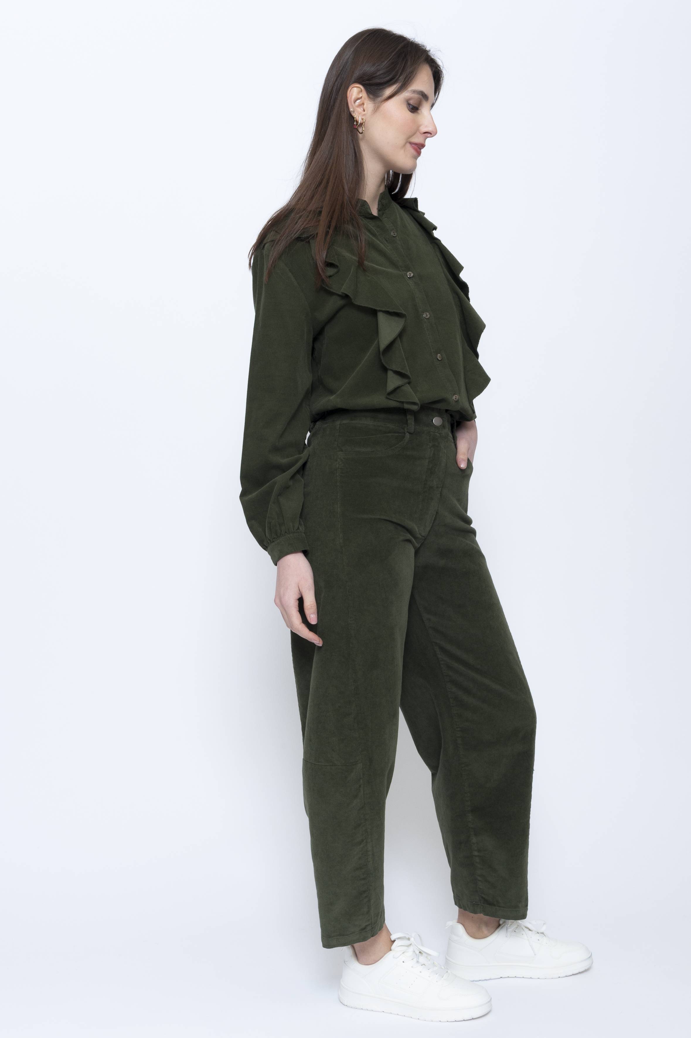 Blueberry Italia needlecord ruffle shirt