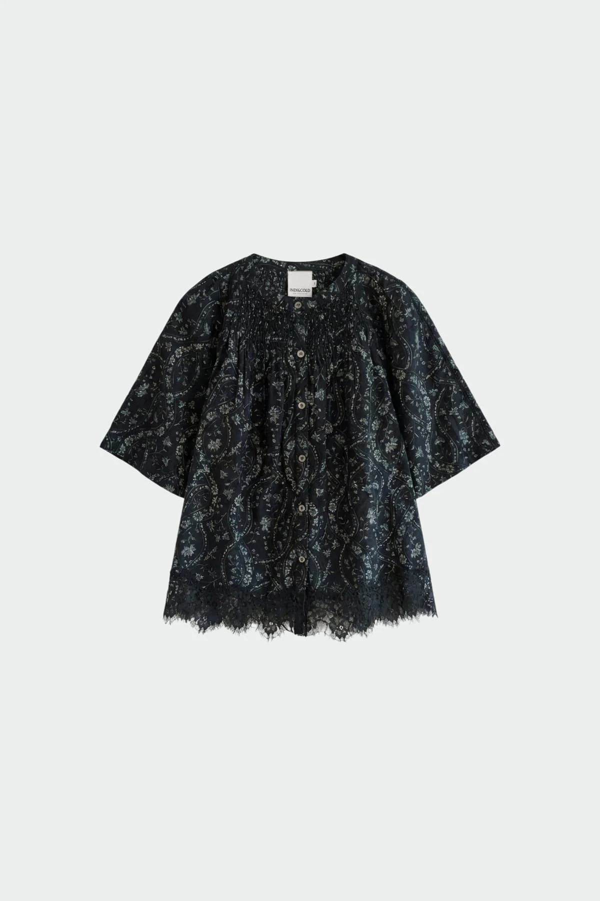 Indi & Cold Vintage Crop Blouse - Navy