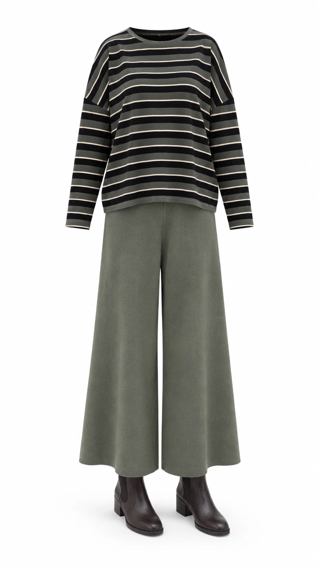 Neirami Stripe Boat Neck Boxy Sweater