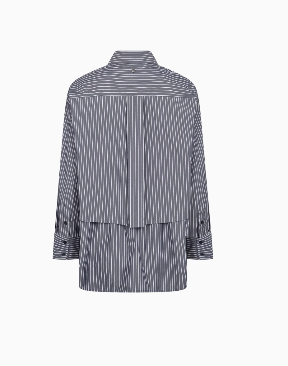 Mos Mosh Barb Stripe Shirt - Salute Navy