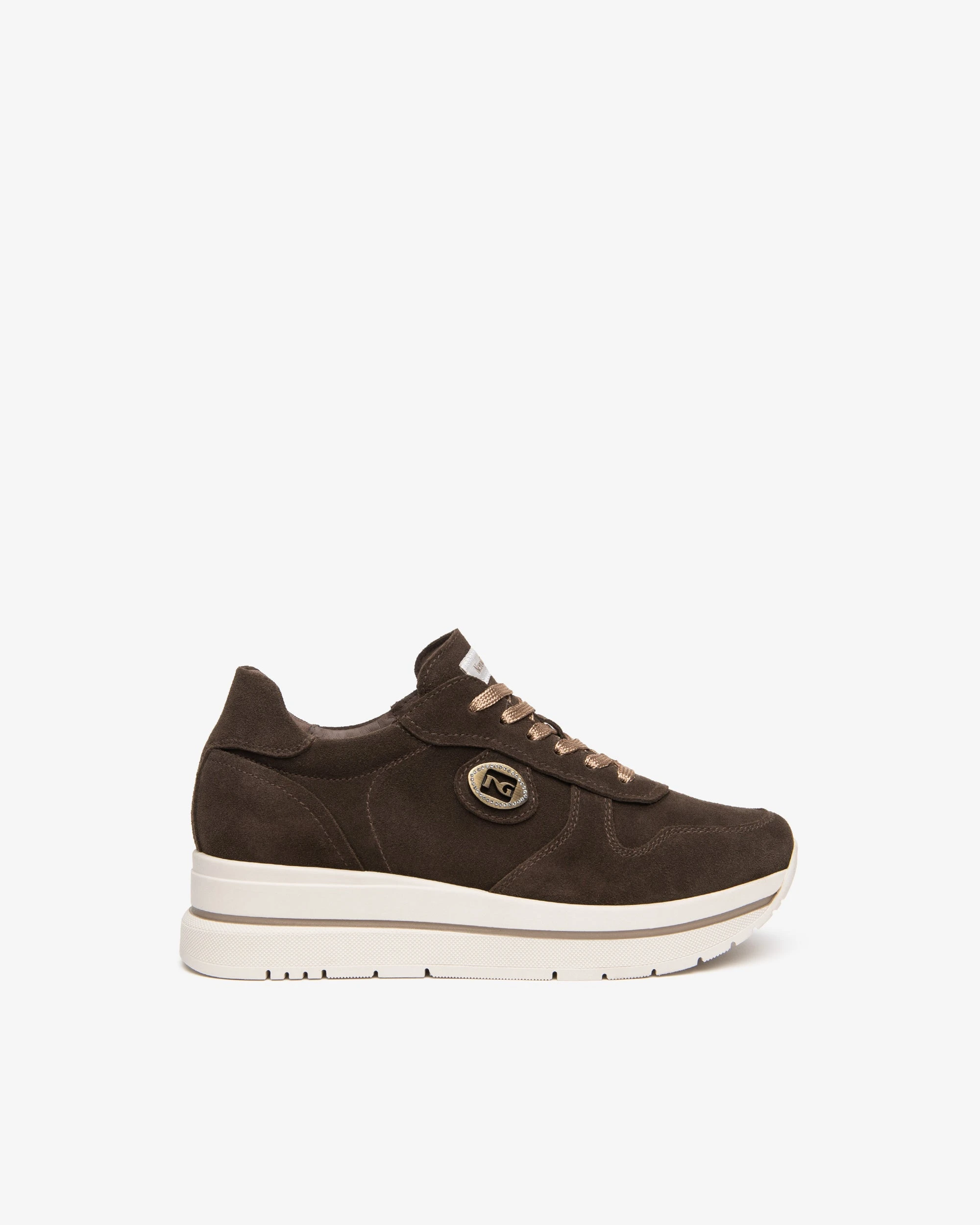 NeroGiardini Olive Wedge Trainers - Suede
