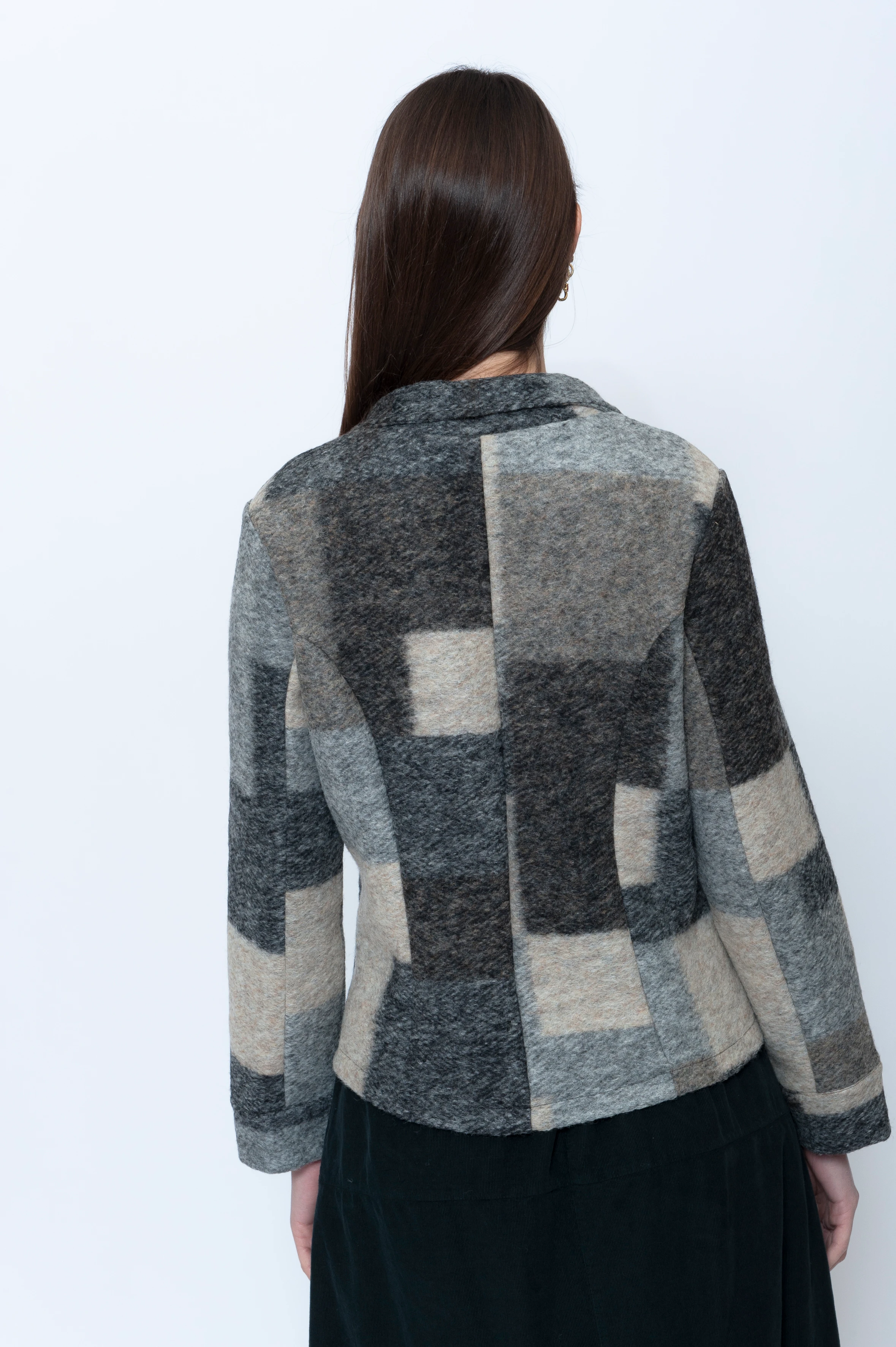 Blueberry Patchwork Boiled Wool Blazer