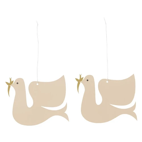 Bungalow Paper Ornaments Doves H9cm Desert S/2pcs