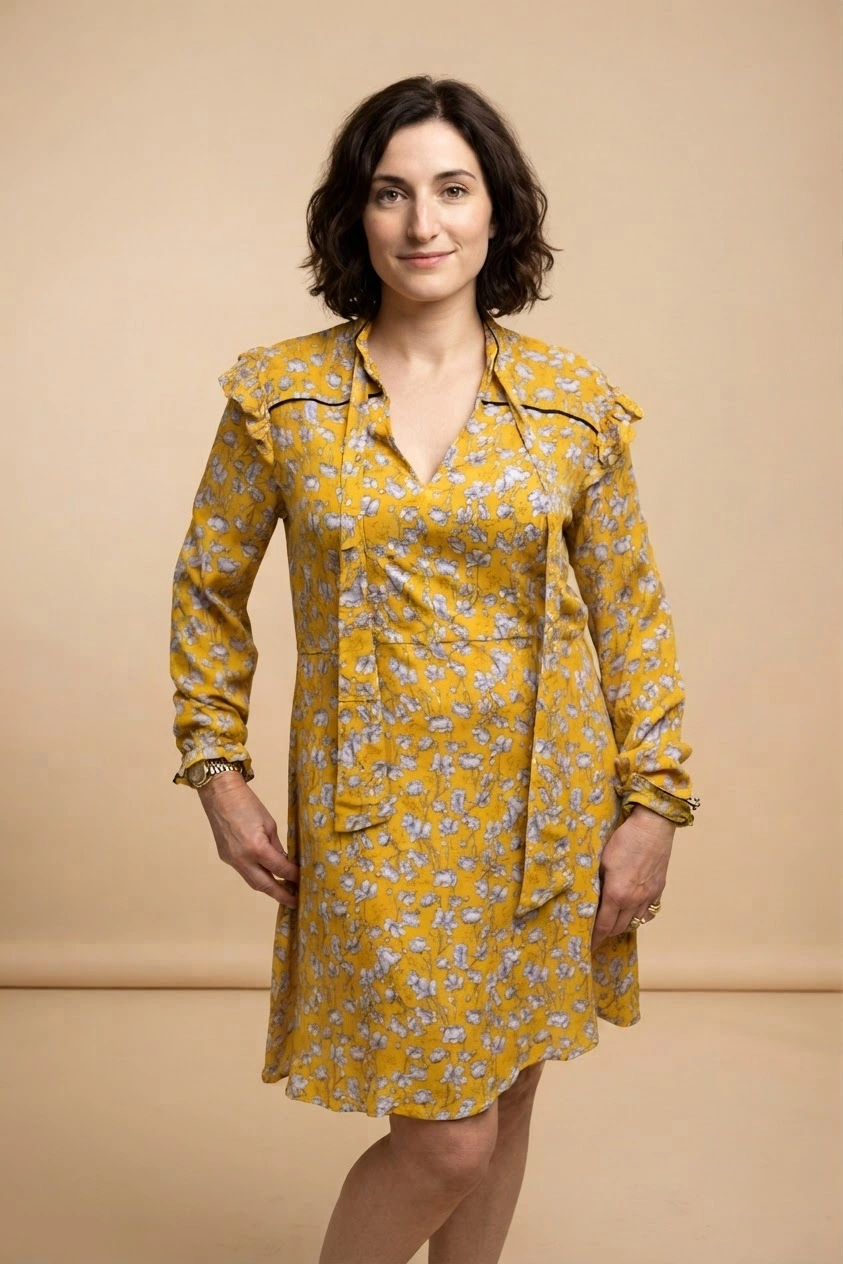 Designers Society - Yellow Floral Print Frill Dress