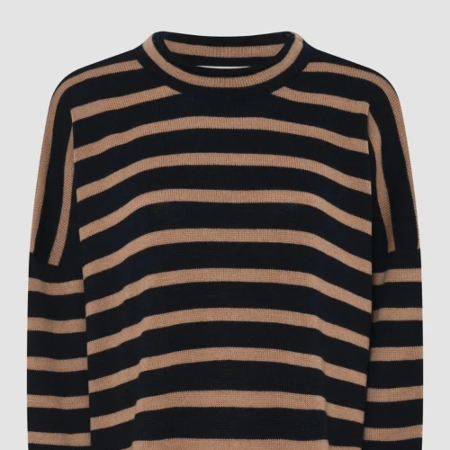 Muse Wear - Herring  Stripe Jumper - Navy/Camel