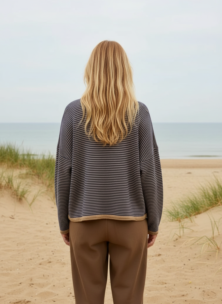 Muse Wear - Carrin Stripe Jumper - Camel/Royal