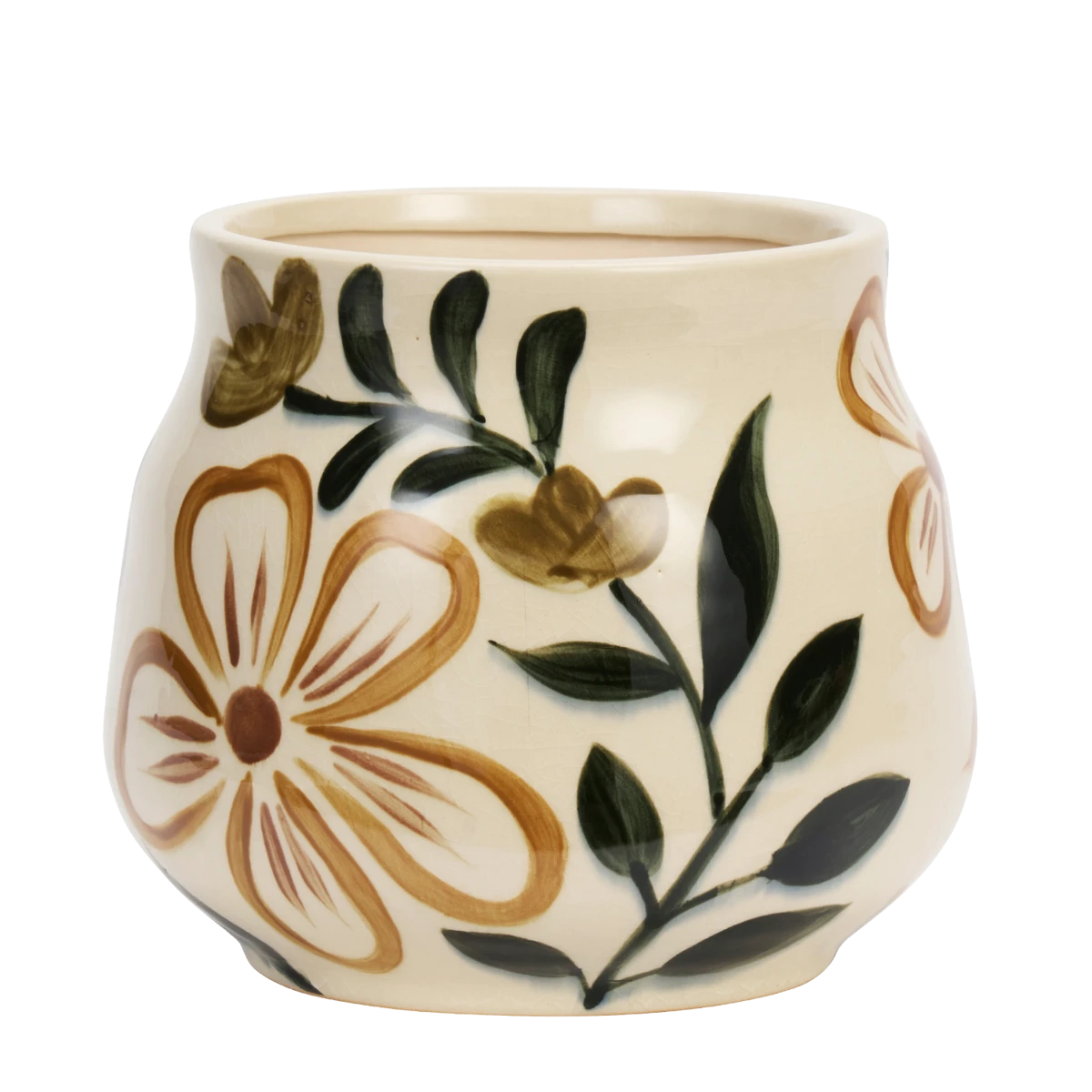 Madam Stoltz Hand Painted Stoneware Flower Pot