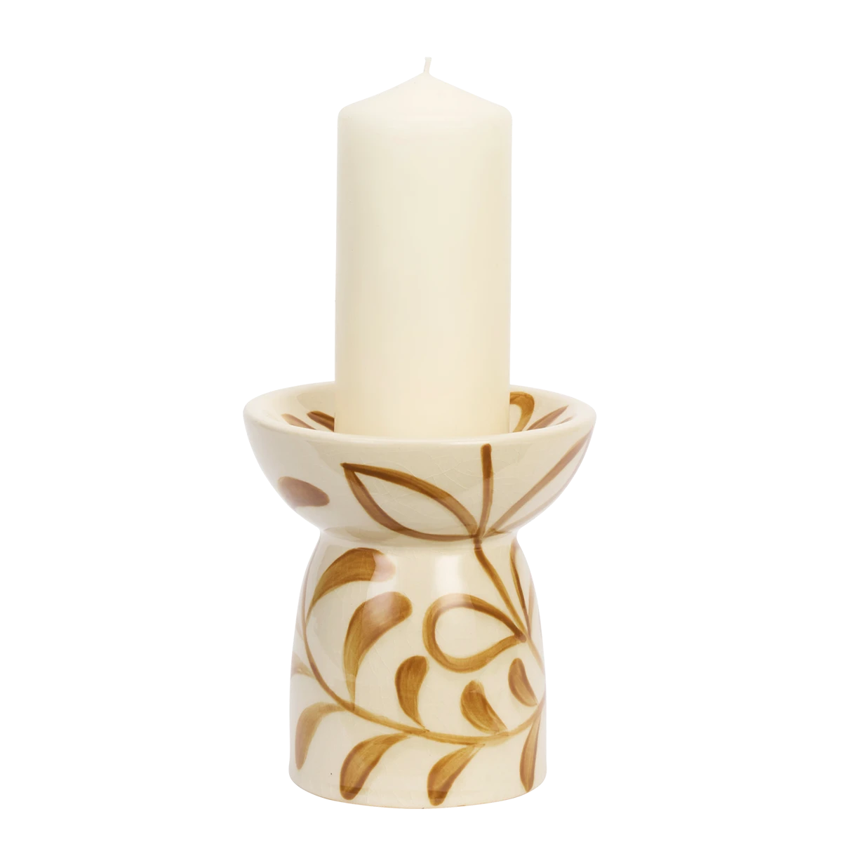 Madam Stoltz Hand Painted Stoneware Candle Stick