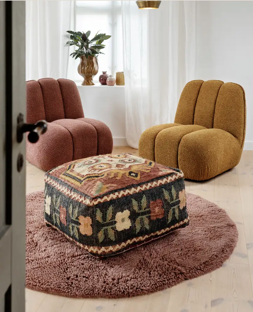 Madam Stoltz Natural Fiber Handwoven Pouf