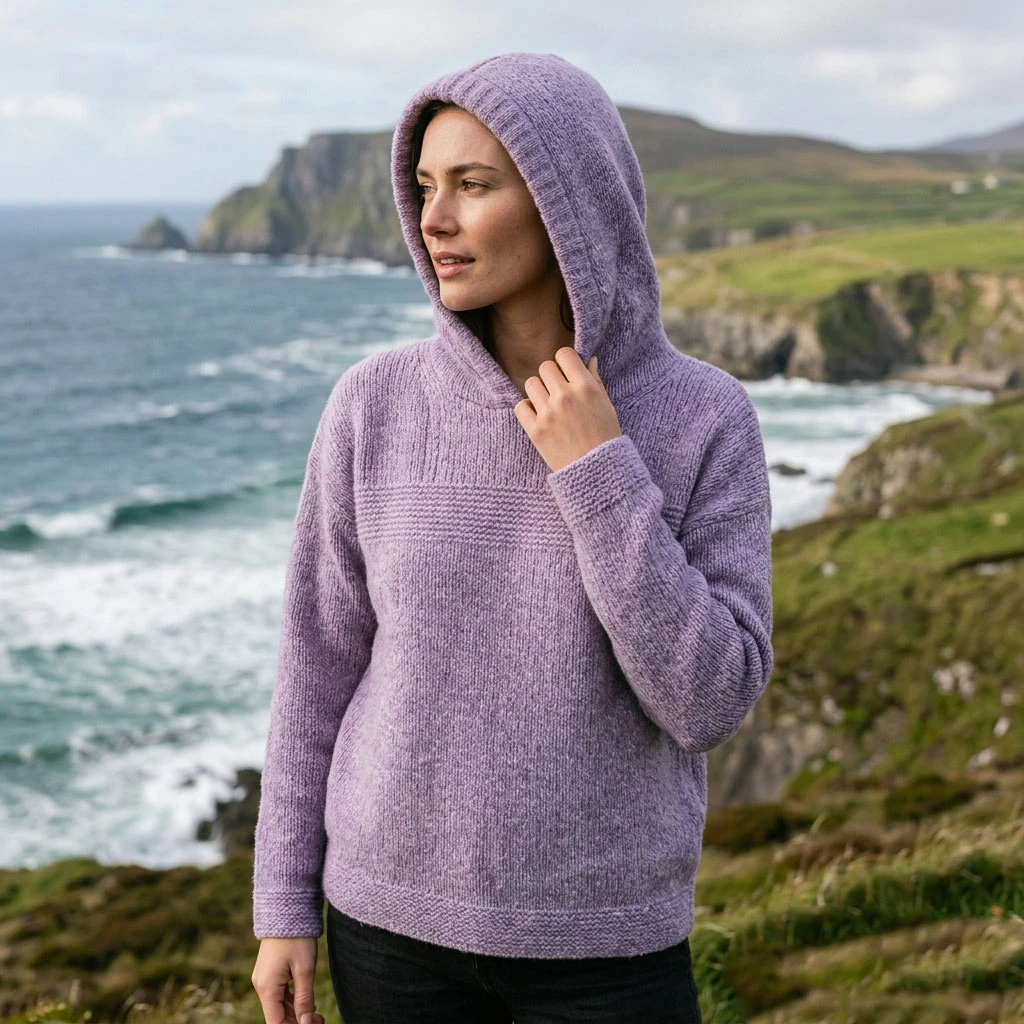 Fisherman Out of Ireland Knitted Ladies Sweater - Lilac
