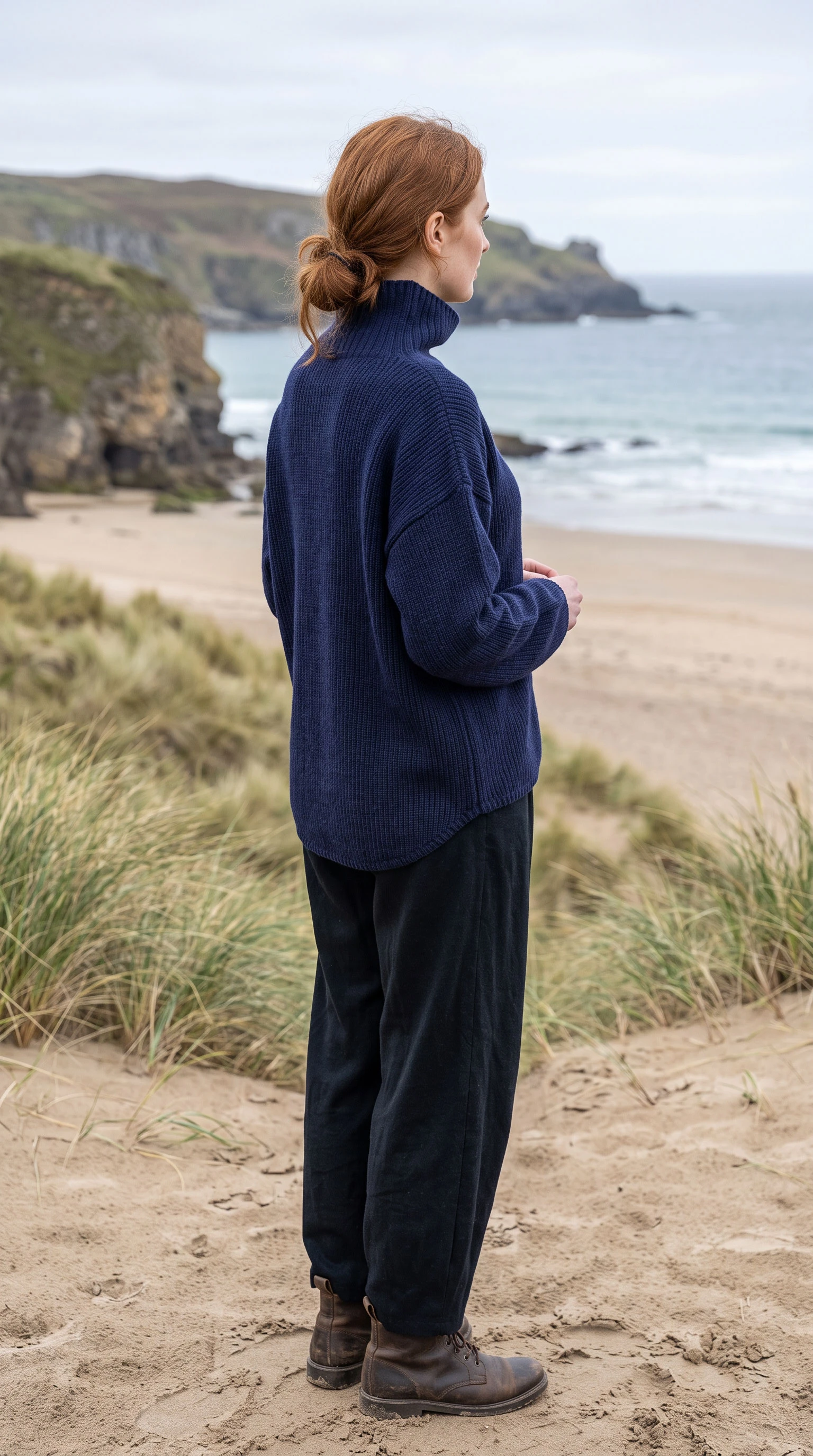 Fisherman Out of Ireland Extra Fine Merino Sweater - Navy