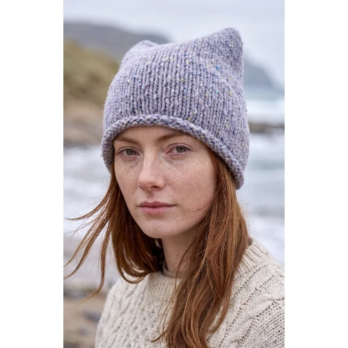 Fisherman Out of Ireland Merino Knitted Hat - Ice Blue