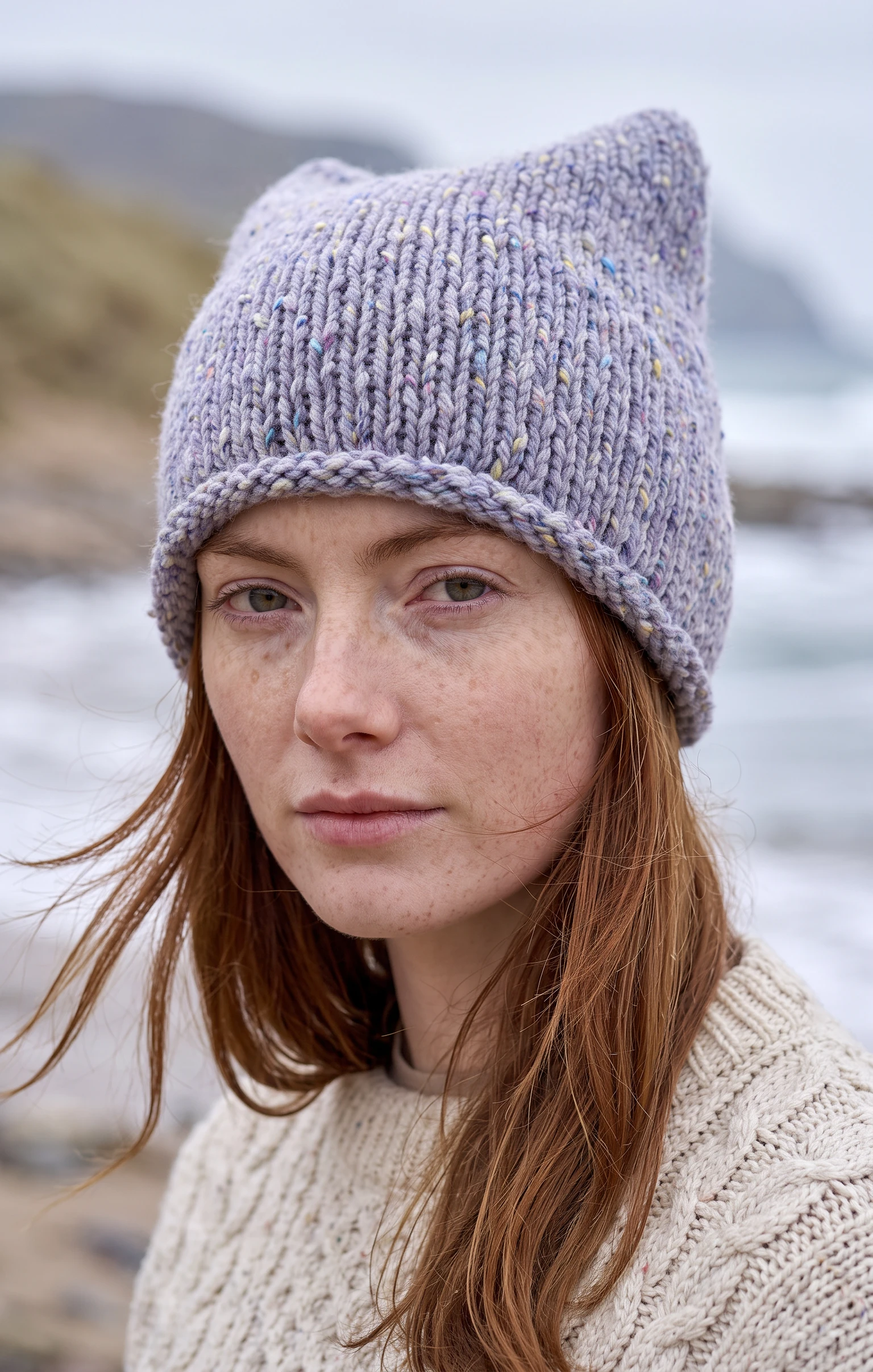 Fisherman Out of Ireland Merino Knitted Hat - Ice Blue