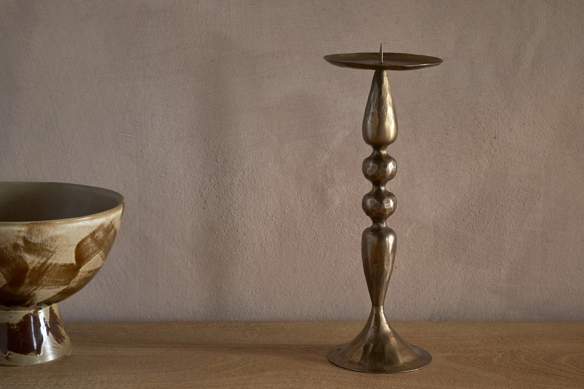 Nkuku Ayo Candlestick Stick - Brass