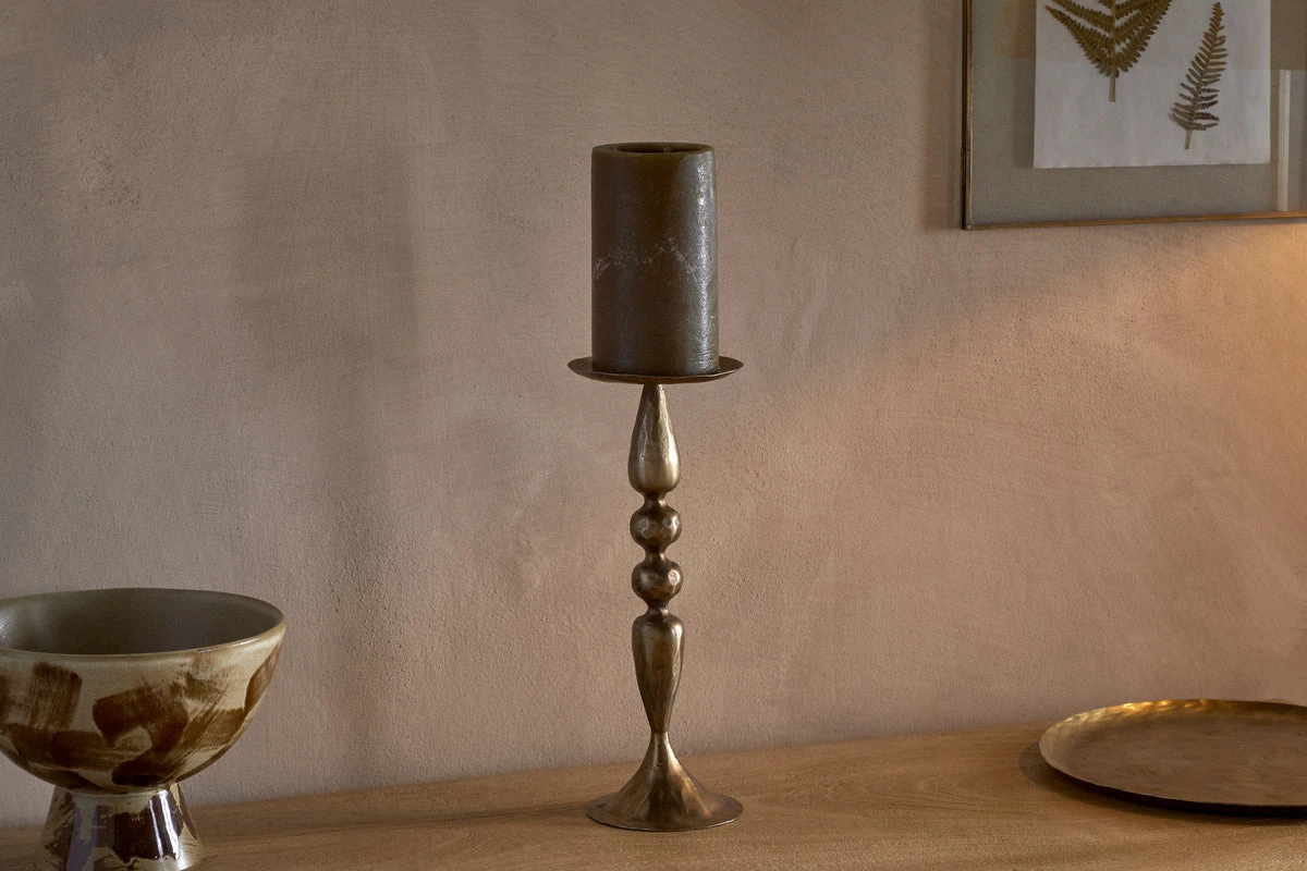 Nkuku Ayo Candlestick Stick - Brass
