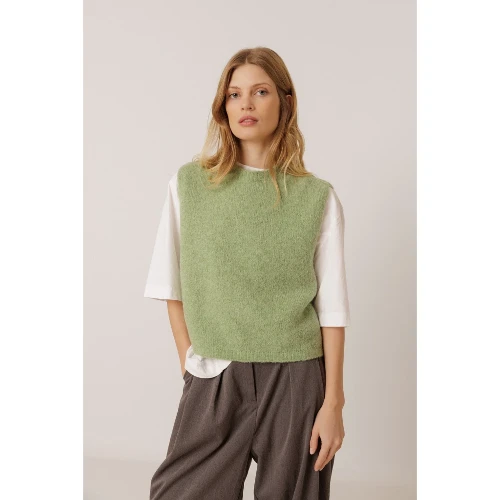 Indi & Cold Boxy Vest with Mohair - Aqua