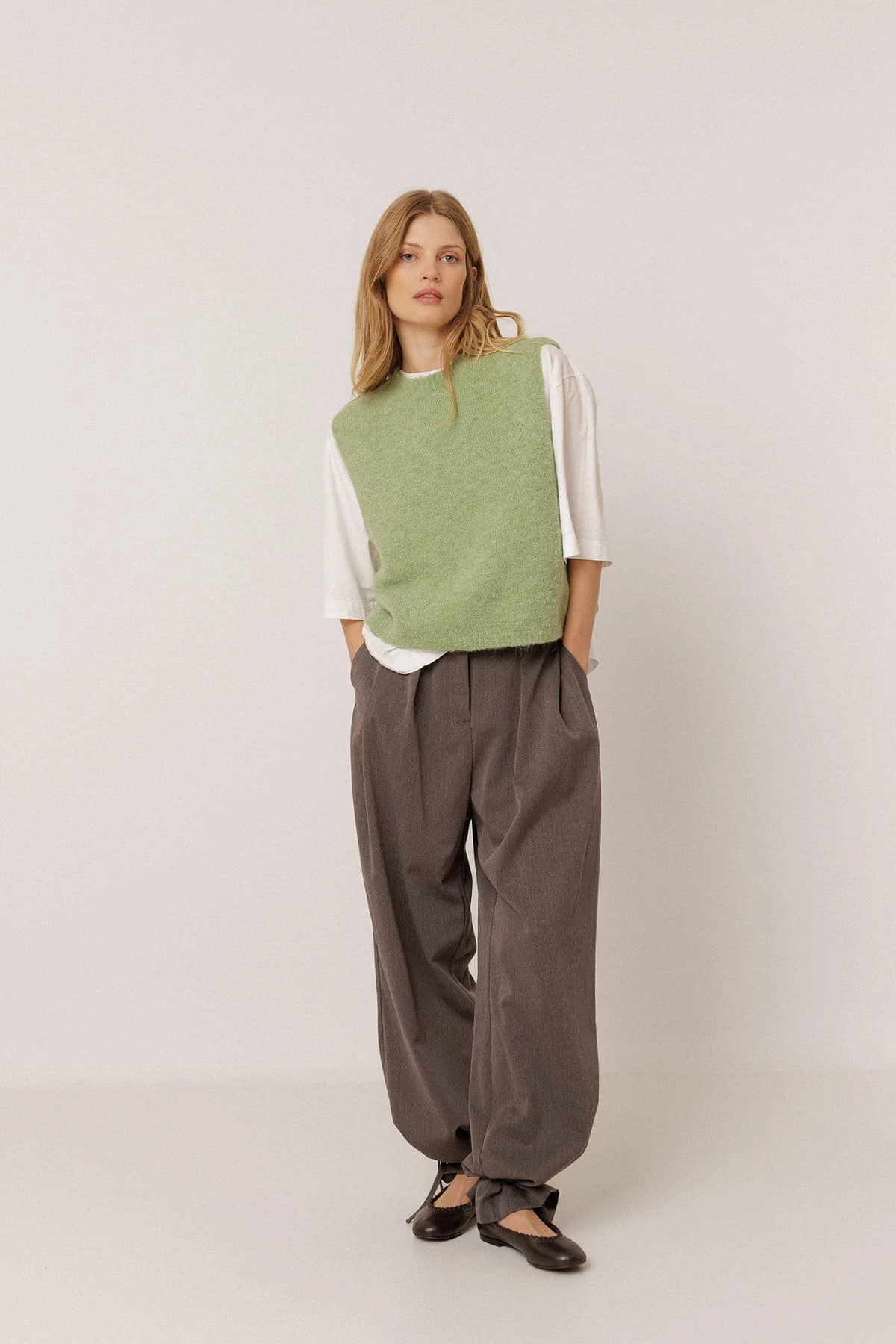 Indi & Cold Boxy Vest with Mohair - Aqua