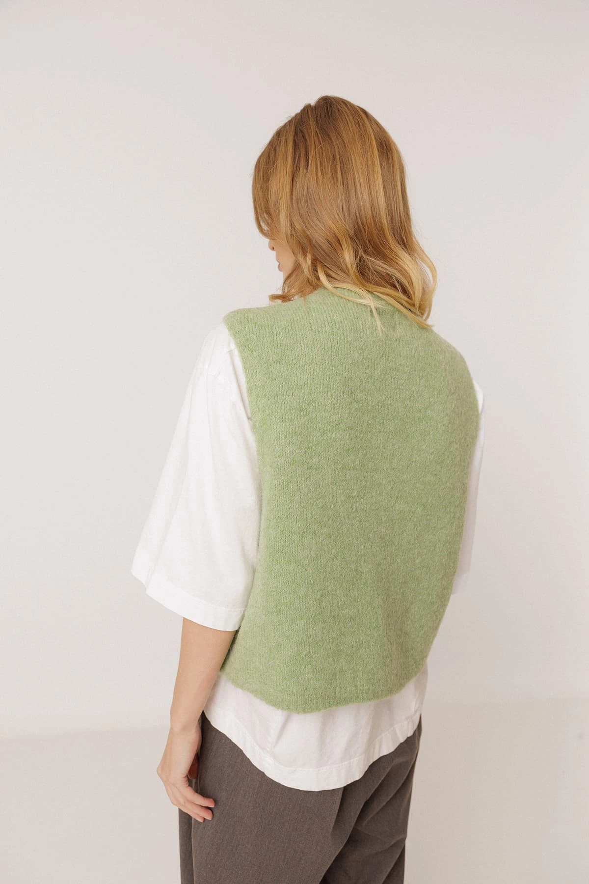 Indi & Cold Boxy Vest with Mohair - Aqua