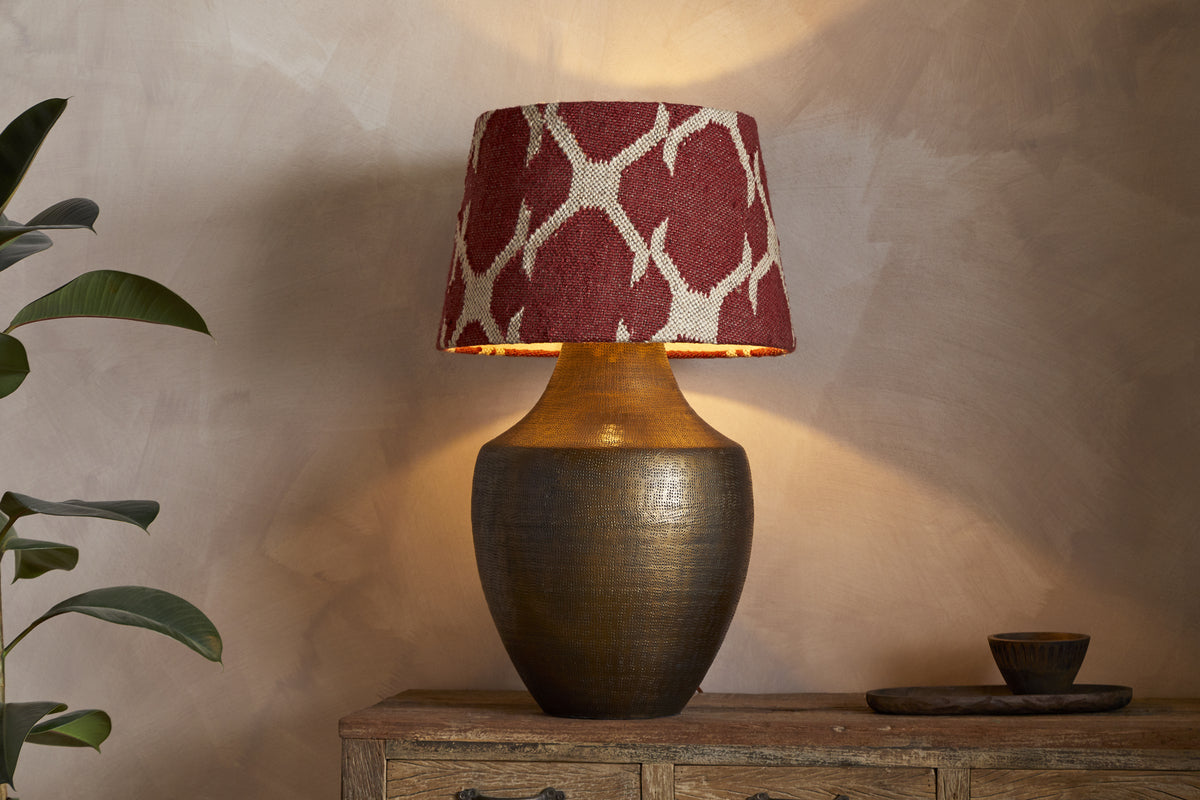 Nkuku Haadu Jute Kilim Lampshade - Rust & Natural - Large