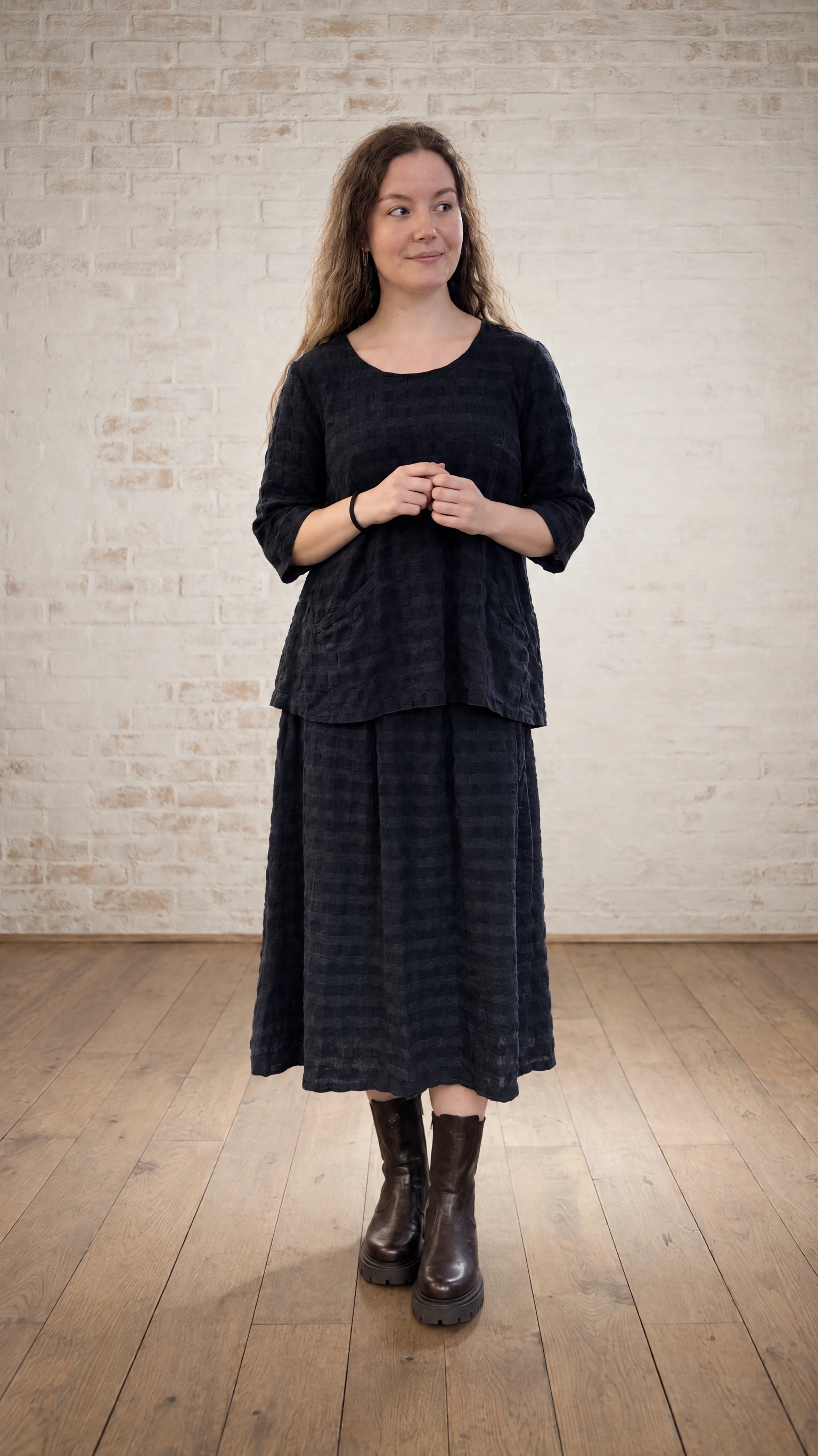 Thing Structure Skirt - Navy Check