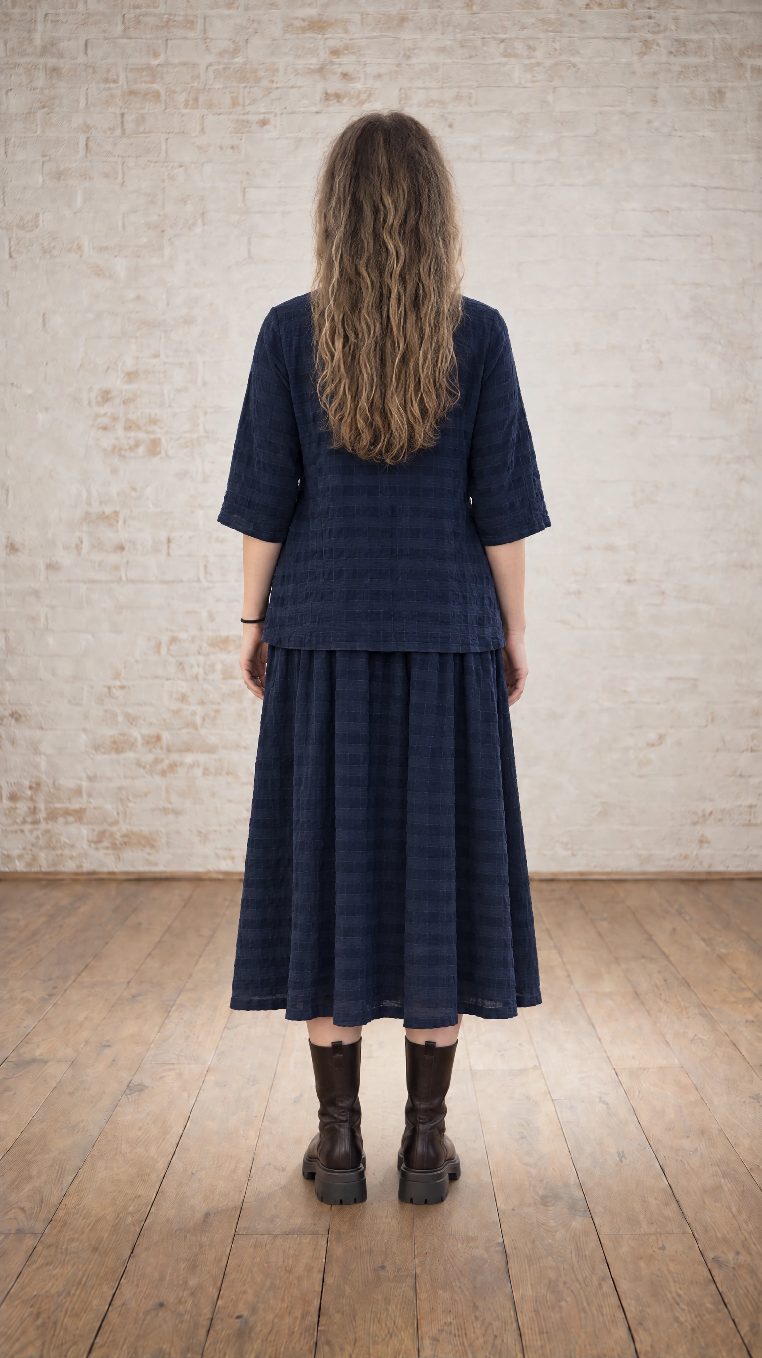 Thing Structure Skirt - Navy Check