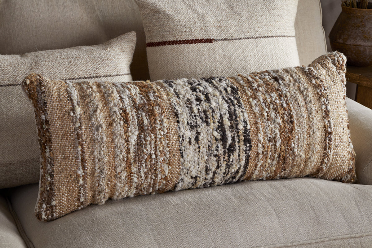 Nkuku Maua Statement Boucle Lumbar Cushion Cover - Mocha - 35 x 80cm