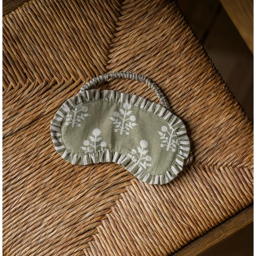 Meanwhile Block Print Thistle Eye Mask - Sage