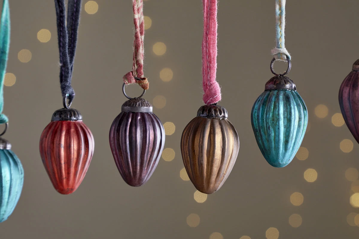 Nkuku Oko Mini Drop Baubles - Mixed Matt - Set of 12