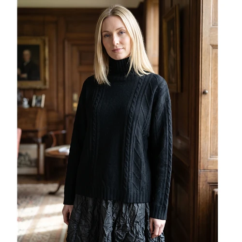 Ochre Knitwear Glenn Cable Jumper - Black