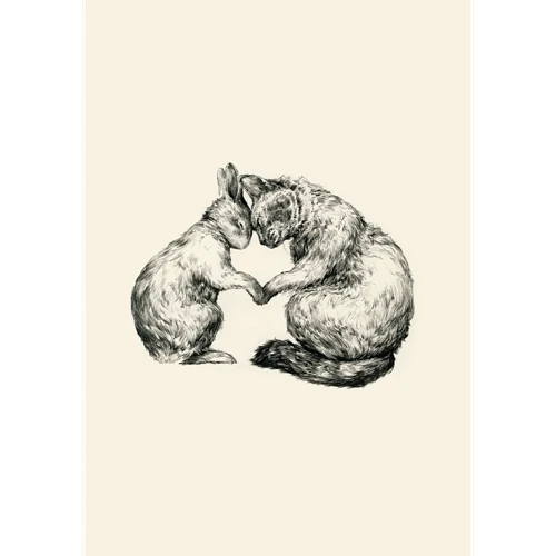 Roger La Borde Mondoodle Cat & Rabbit Petite Card