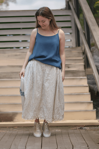 Ewa i Walla Evelyn Striped Skirt - Willow Shaftesbury