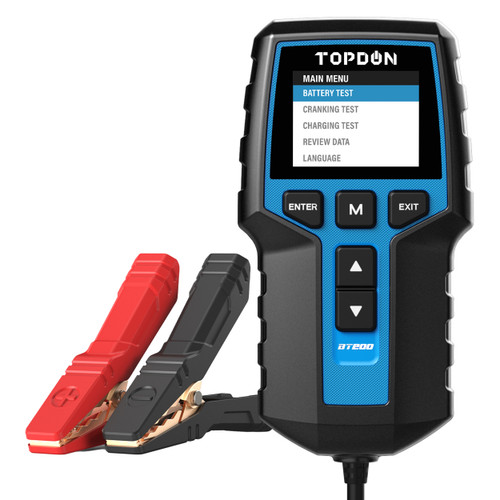 TOPDON’s BT200 is an automotive battery tester perfect for new users, with easy plug-and-play operation, and an accurate display of test results. The tests will help users assess whether the battery needs to be replaced. The tool is suitable for battery testing 12V with up to 2000 Cold Cranking Amps (CCA), cranking testing, and charging testing 12V batteries. It can test Regular Flooded, AGM, GEL, EFB, and VRLA batteries. Test results are based on CCA, DIN, JIS, EN, IEC, GB, SAE, MCA, BCI, and CA Standards.