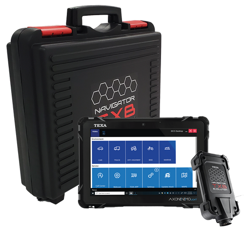 The Texa Powersports Tablet Dealer Level Diagnostic Tool is the premier solution for powersports diagnostics, catering to motorcycles, ATVs, and snowmobiles. This package includes the robust AXONE Nemo Light tablet, the versatile Navigator TXB Evolution interface, the advanced IDC5 Bike ATV/Snowmobiles Premium Software, the invaluable TEXAINFO Bike resource, the sturdy Bike Essential Case, and the reliable Bike Power Supply and Adapter Kit Cables. Designed for dealers and service centers, this tool ensures accurate diagnostics, fault code reading, and vehicle maintenance, making it the ideal choice for top-tier service. Enhance your diagnostics with Texa's cutting-edge technology.